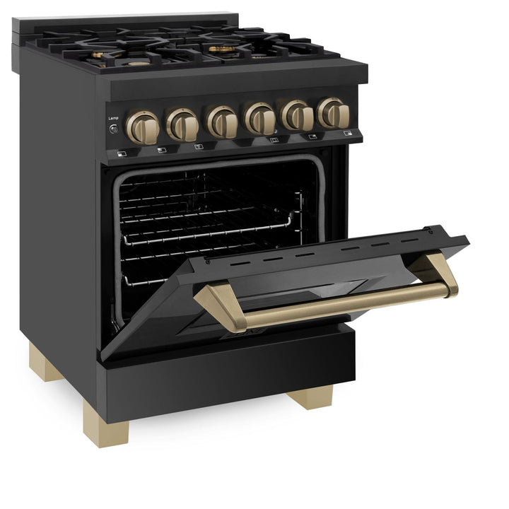 ZLINE Autograph Edition 24" Dual Fuel Range in Black Stainless with Bronze Accents