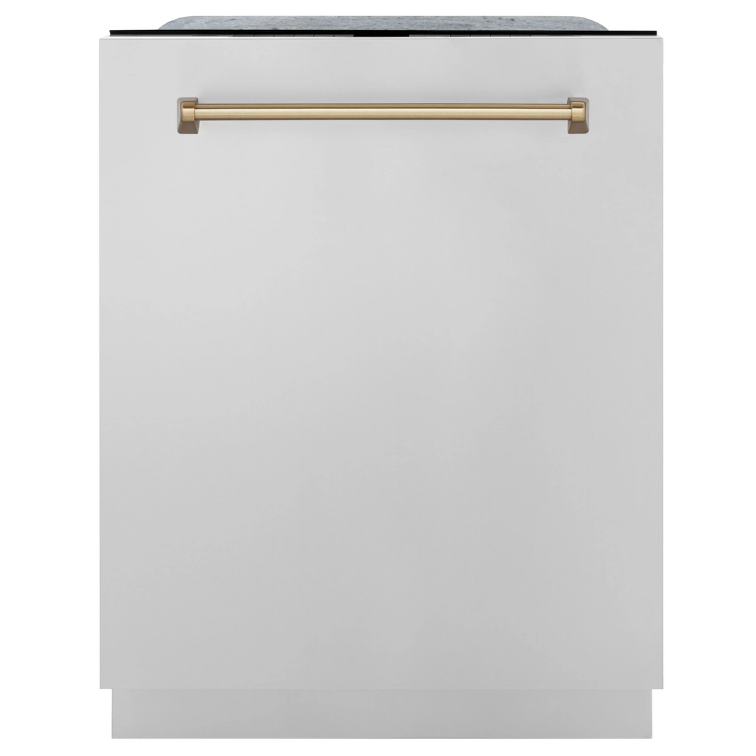 ZLINE Autograph Package - 48" Gas Range, Range Hood, Dishwasher, Refrigerator with Bronze Accents