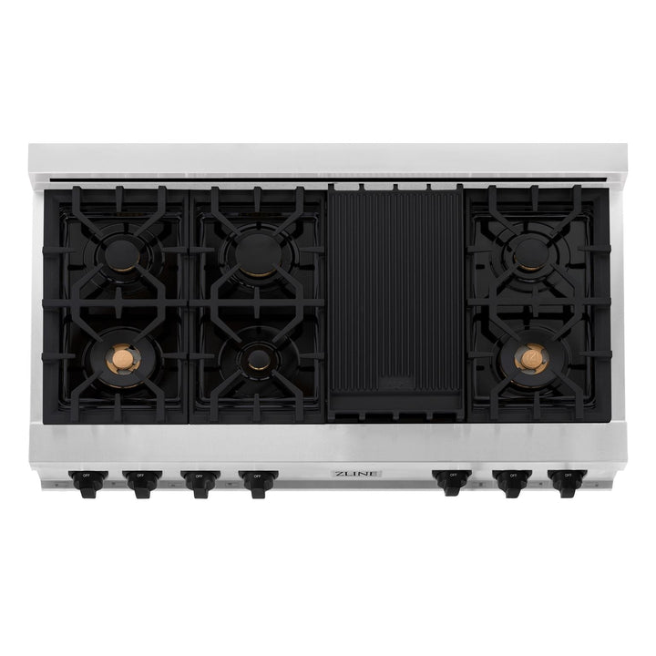 ZLINE Autograph Matte Black Package - 48" Rangetop, 48" Range Hood, Dishwasher, Refrigerator