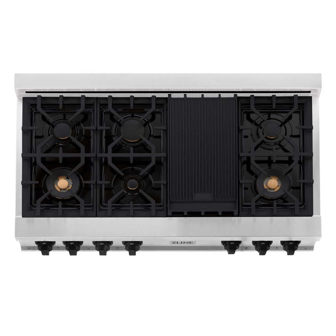 ZLINE Autograph Package - 48" Rangetop, Range Hood, Dishwasher, Refrigerator, Microwave Oven, Wall Oven