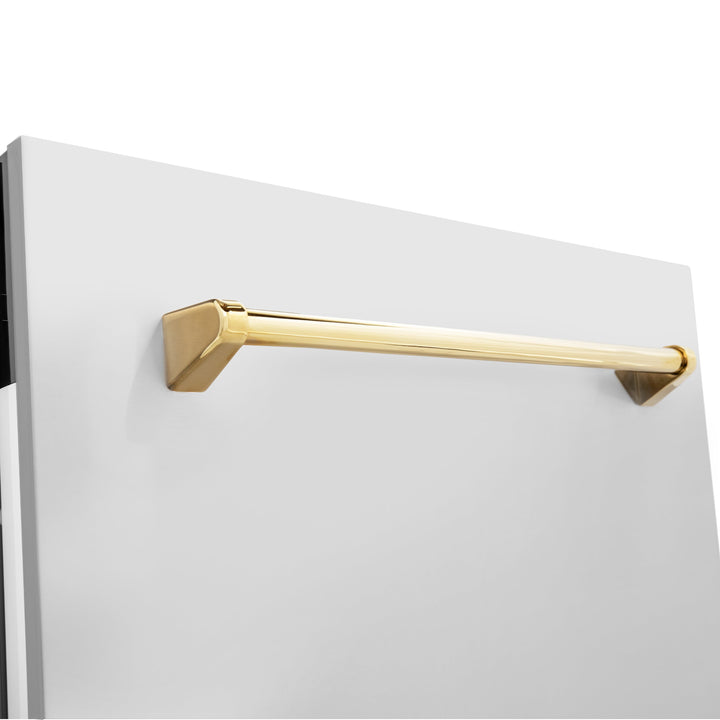 ZLINE Autograph Gold Package - 36" Rangetop, 36" Range Hood, Dishwasher, Built-In Refrigerator