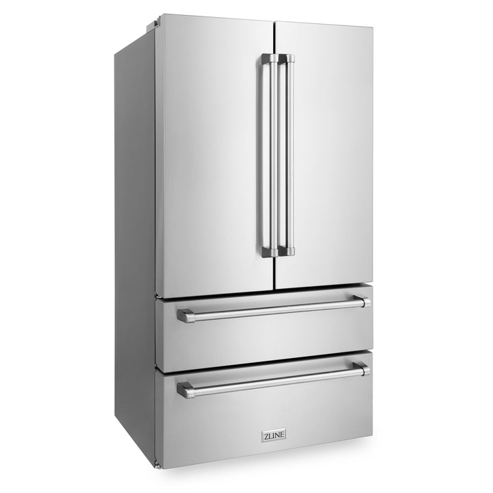 ZLINE 4-Piece Appliance Package - 30 In. Rangetop, Range Hood, Refrigerator, and Double Wall Oven in Stainless Steel, 4KPR-RTRH30-AWS