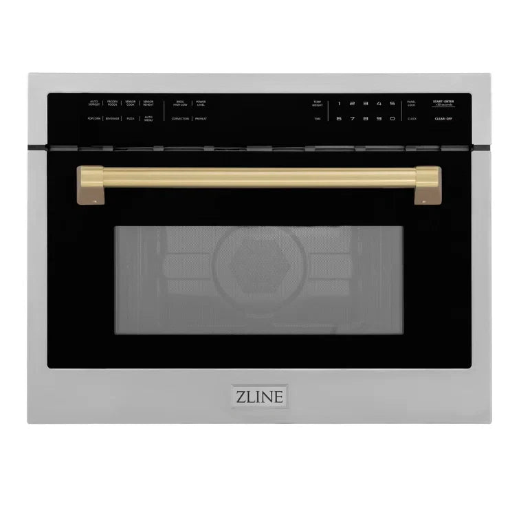 ZLINE 24" Built-in Convection Microwave Oven in Stainless Steel &amp; Champagne Bronze Accents 1.6 cu ft.