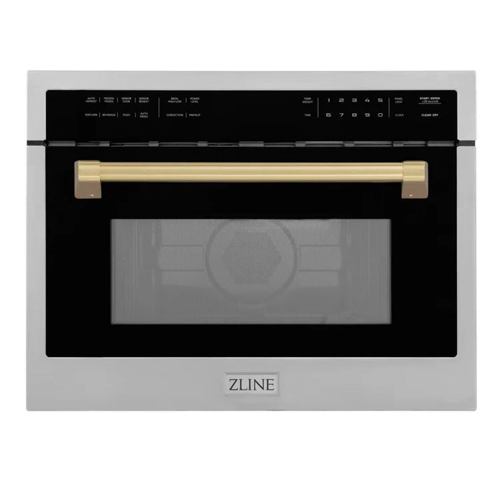 ZLINE 24" Built-in Convection Microwave Oven in Stainless Steel &amp; Champagne Bronze Accents 1.6 cu ft.