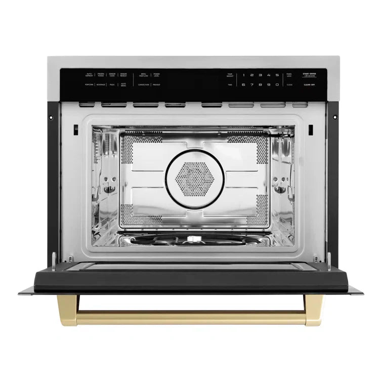 ZLINE 24" Built-in Convection Microwave Oven in Stainless Steel &amp; Champagne Bronze Accents 1.6 cu ft.