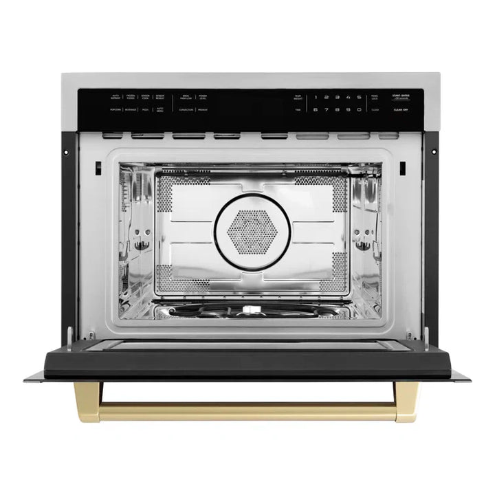 ZLINE 24" Built-in Convection Microwave Oven in Stainless Steel &amp; Champagne Bronze Accents 1.6 cu ft.
