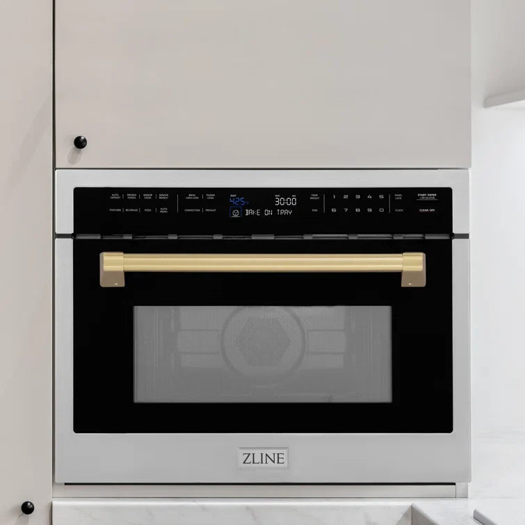 ZLINE 24" Built-in Convection Microwave Oven in Stainless Steel &amp; Champagne Bronze Accents 1.6 cu ft.