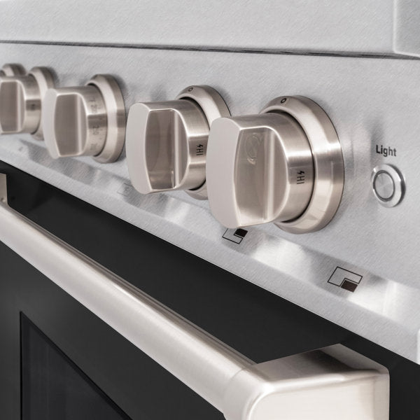 ZLINE 30" 4.2 cu. ft. Classic Dual Fuel Range with 4 Burners in DuraSnow® Stainless Steel with Black Matte Door, CDRS-BLM-30