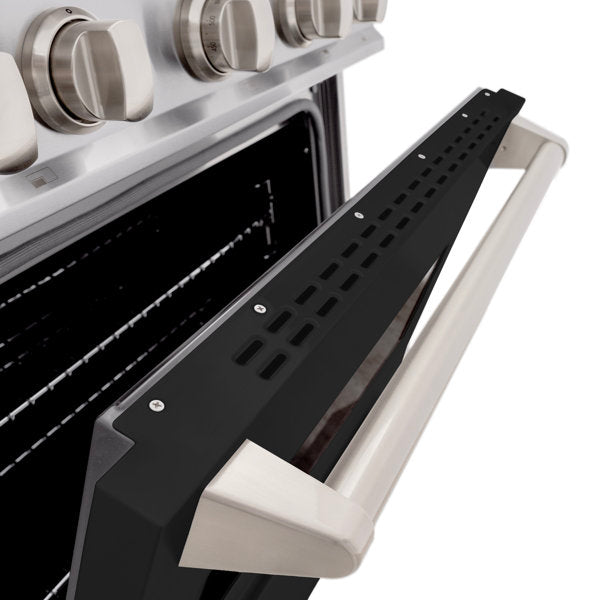 ZLINE 30" 4.2 cu. ft. Classic Dual Fuel Range with 4 Burners in Stainless Steel with Black Matte Door, CDR-BLM-30