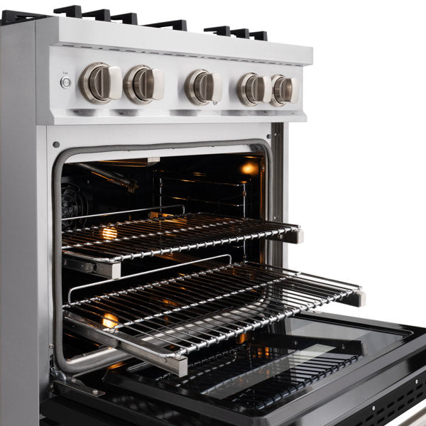 ZLINE 30" 4.2 cu. ft. Classic Gas Range with 4 Burners in Stainless Steel with Black Matte Door, CGR-BLM-30