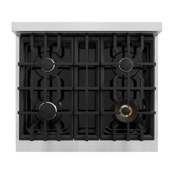ZLINE 30" 4.2 cu. ft. Select Gas Range with 4 Burners in Stainless Steel with Black Matte Door, HGR-BLM-30