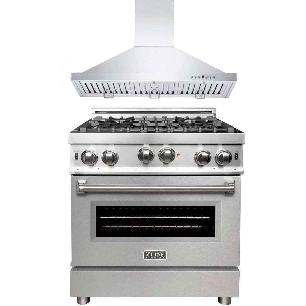 ZLINE 30" Kitchen Package Gas Range &amp; Convertible Vent Range Hood