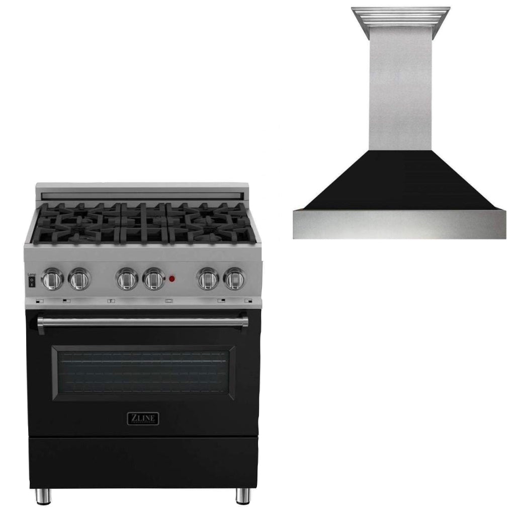ZLINE 30" Kitchen Package Dual Fuel Range &amp; Convertible Vent Range Hood