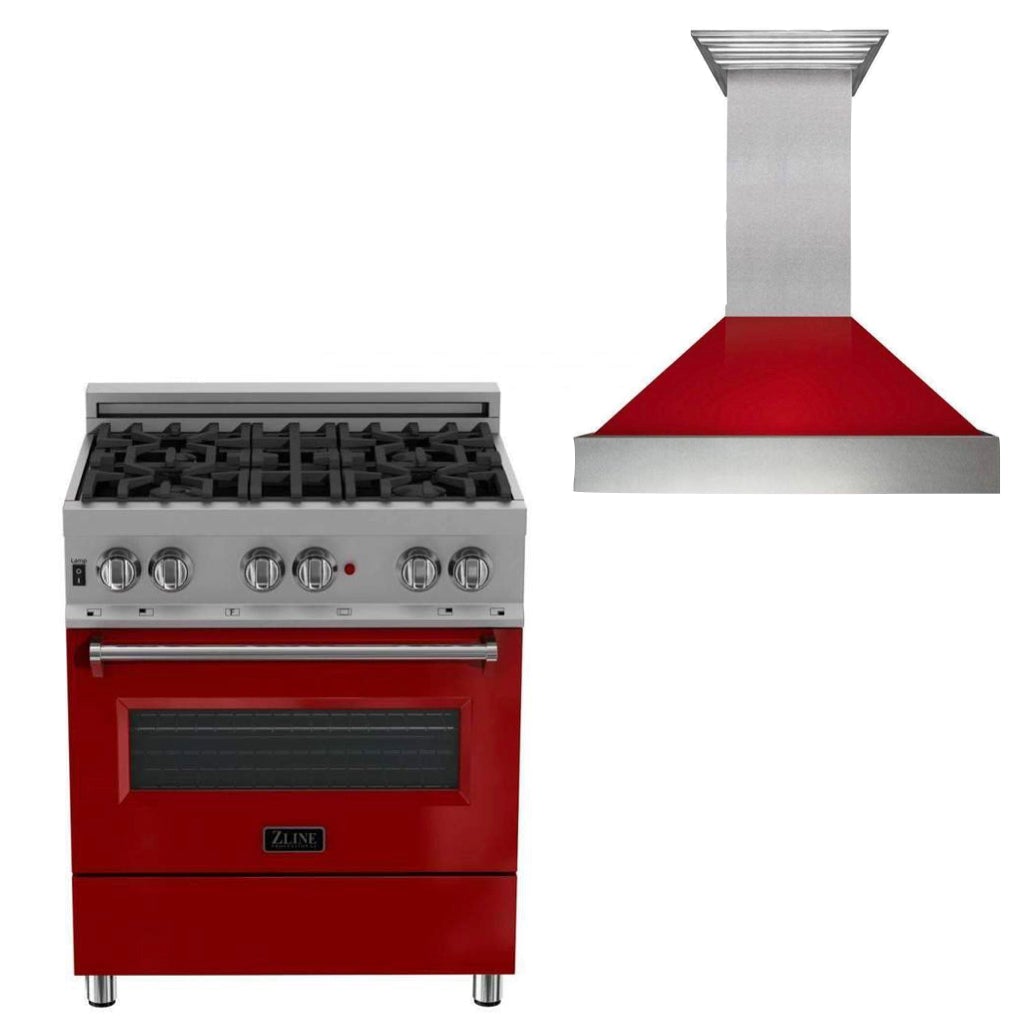 ZLINE 30" Kitchen Package Dual Fuel Range &amp; Convertible Vent Range Hood