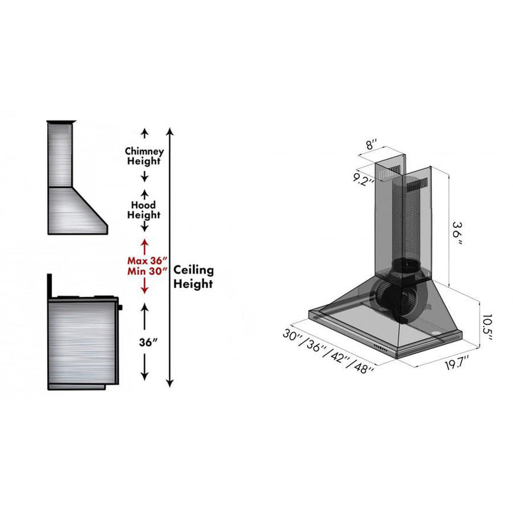 ZLINE 30 in. Designer Series Satin Stainless Steel Convertible Vent Wall Mount Range Hood (8KBS-30)