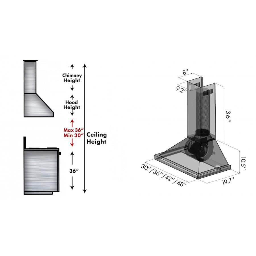 ZLINE 48 in. Designer Series Satin Stainless Steel Convertible Vent Wall Mount Range Hood (8KBS-48)