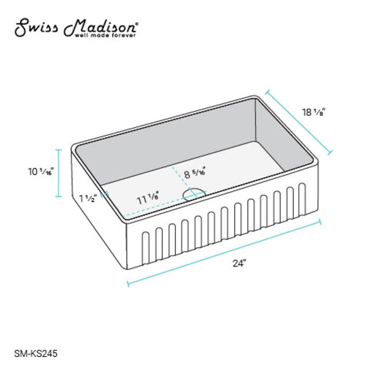 Delice 24 x 18 Ceramic, Farmhouse Kitchen Sink with Apron