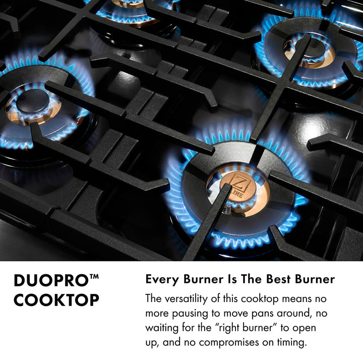 ZLINE 48 in. Paramount Gas Rangetop with 8 Burner DuoPro™ Cooktop in Black Stainless Steel (PSRTB-48)
