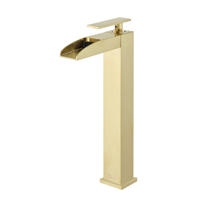 Concorde Single Hole, Single-Handle, High Arc Waterfall, Bathroom Faucet in Brushed Gold