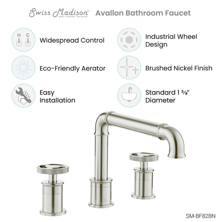 Avallon 8 in. Widespread, 2-Handle Wheel, Bathroom Faucet in Brushed Nickel