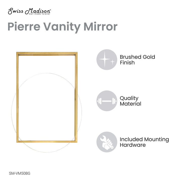 Pierre 35.5" Vanity Mirror in Brushed Gold