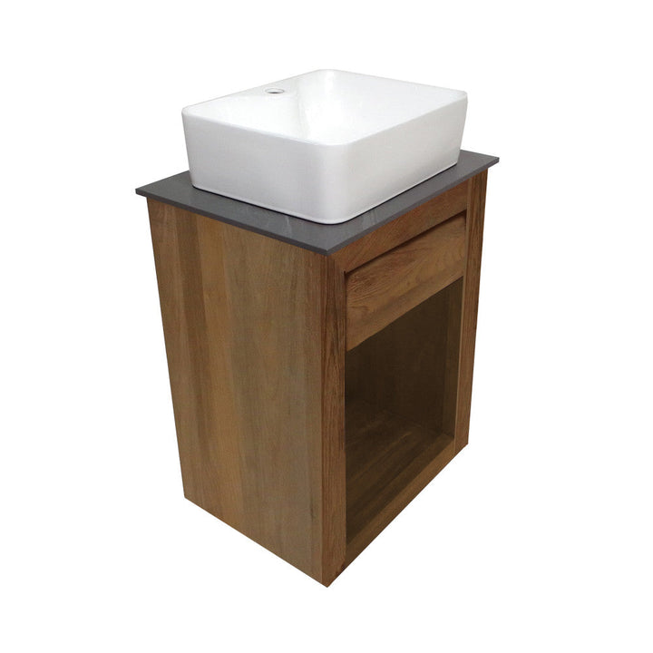 Rennes 24" Reclaimed Wood Vanity in Walnut with Slate Countertop and Single Hole Vessel Sink