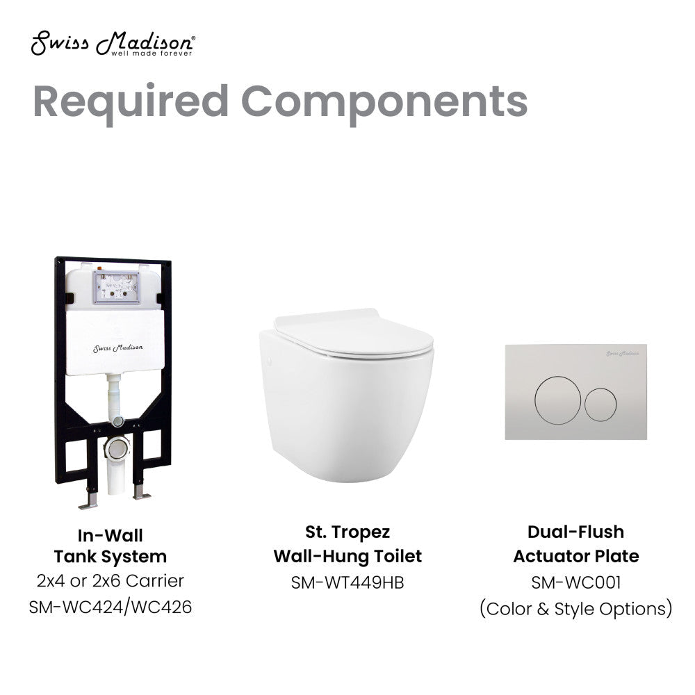 St.Tropez Wall-Hung Elongated Toilet Bowl in Matte Black