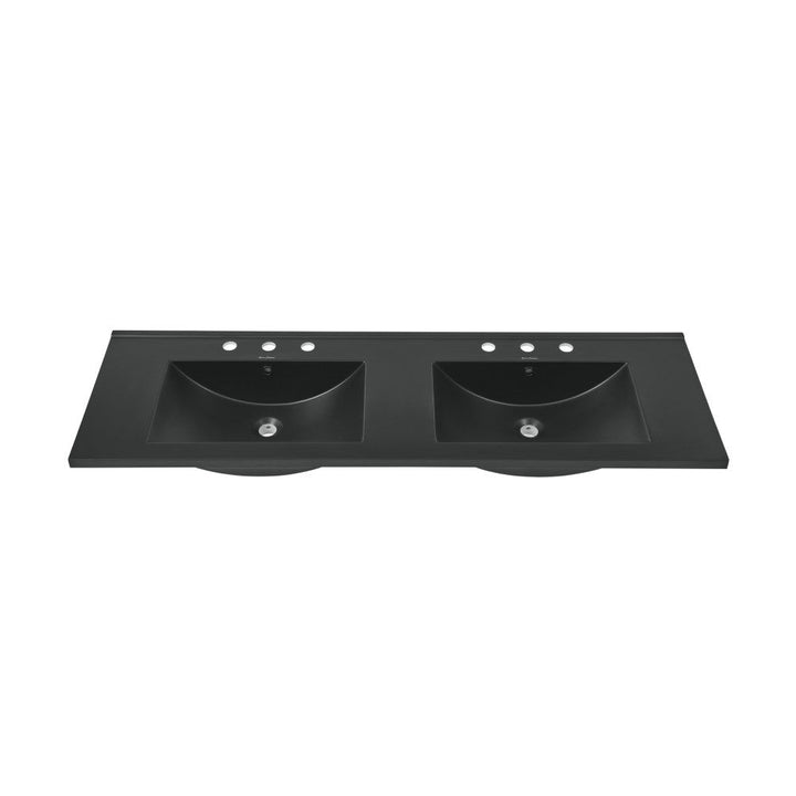 60 inch Vanity Top Bathroom Sink in Matte Black with 3 Holes