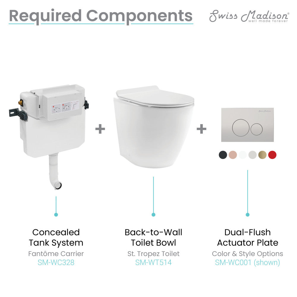 Fantome H Concealed Toilet Tank Carrier System with Top Flush for Back-to-Wall Toilet