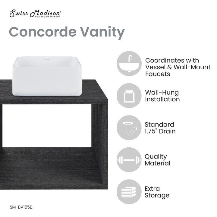 Concorde 24'' Wall-Hung Vanity In Black