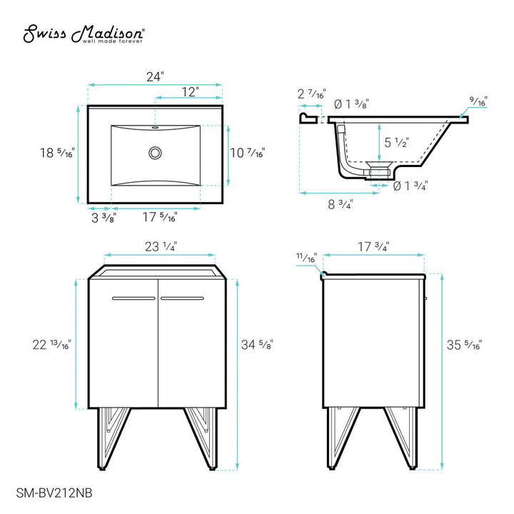 Annecy 24 Bathroom Vanity in Navy Blue