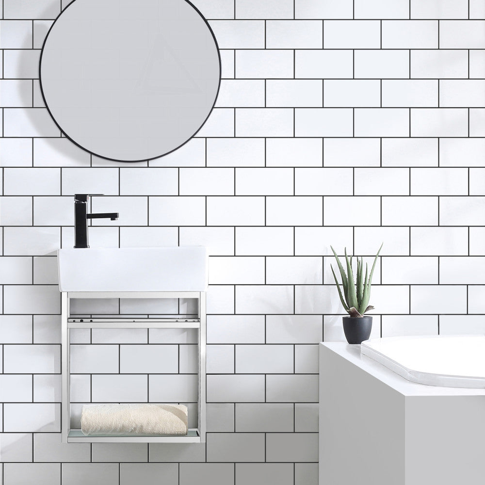 Pierre 19.5 Single, Open Shelf, Chrome Metal Frame Bathroom Vanity