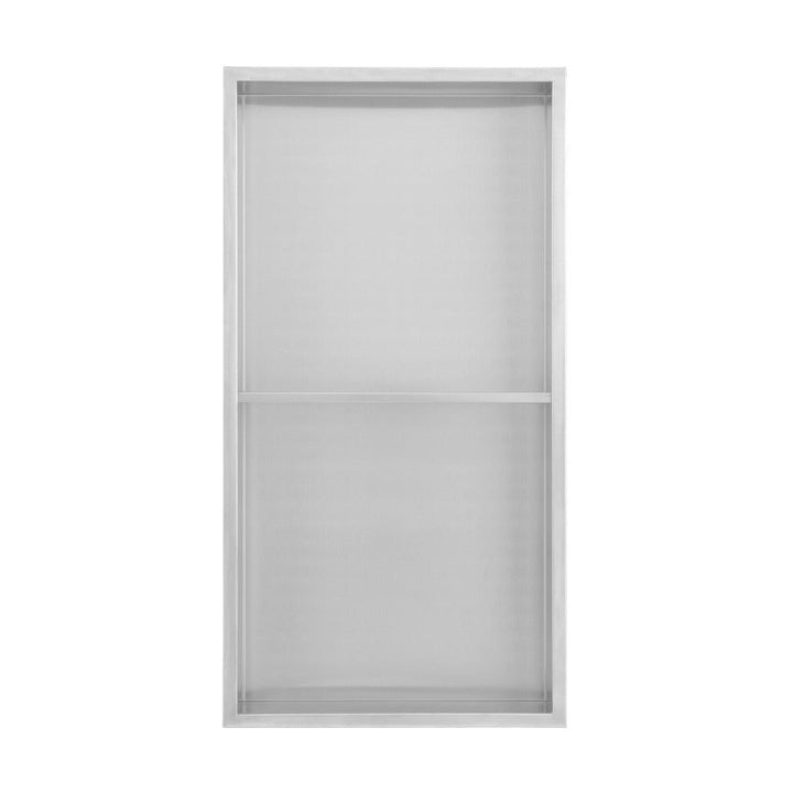 Voltaire 12" x 24" Stainless Steel Double Shelf Wall Niche in Matte Chrome