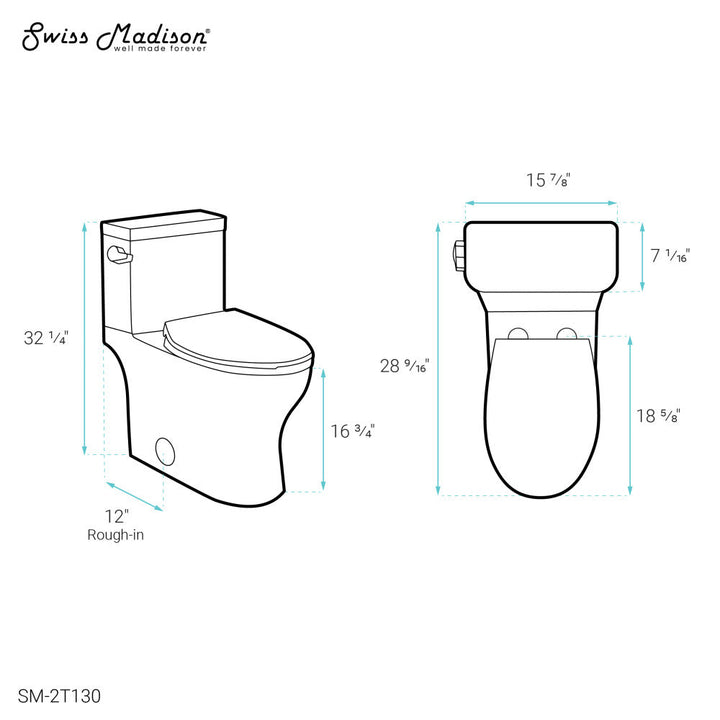 Classe Two-Piece Elongated Left Side Flush Handle Toilet 1.28 gpf