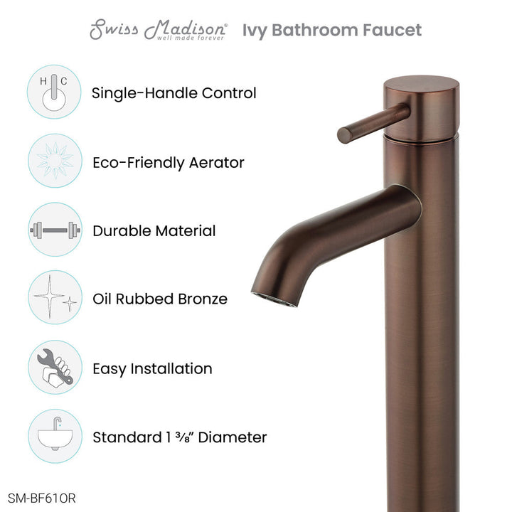 Ivy Single Hole, Single-Handle, High Arc Bathroom Faucet in Oil Rubbed Bronze