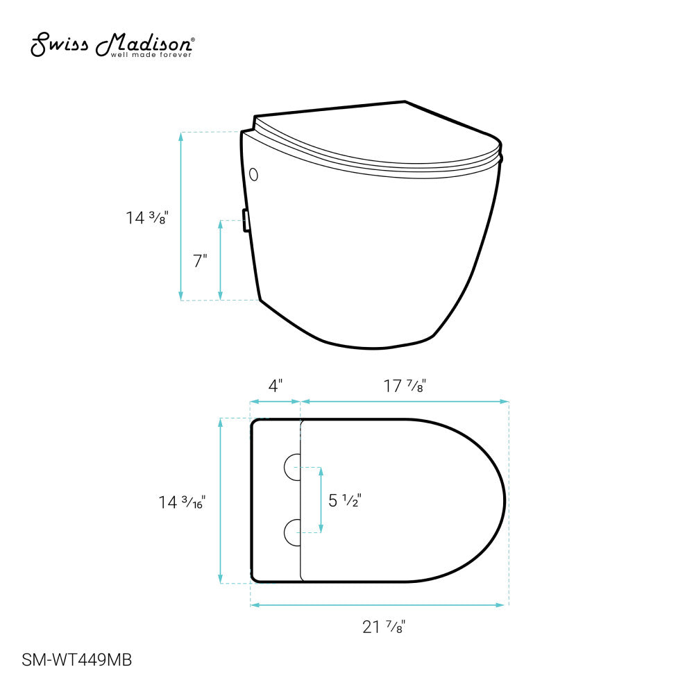 St.Tropez Wall-Hung Elongated Toilet Bowl in Matte Black