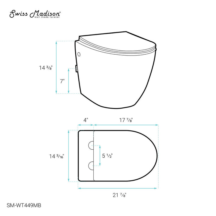 St.Tropez Wall-Hung Elongated Toilet Bowl in Matte Black