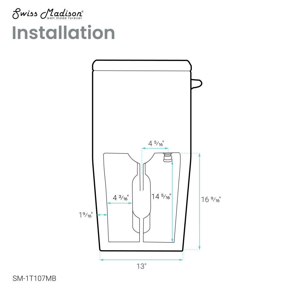 Concorde One-Piece Square Left Side Flush Handle Toilet 1.28 gpf in Matte Black