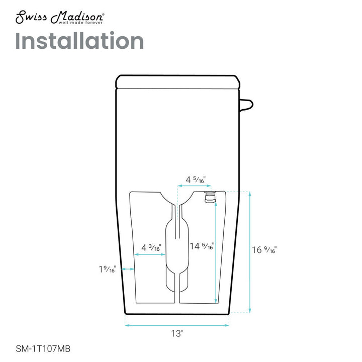 Concorde One-Piece Square Left Side Flush Handle Toilet 1.28 gpf in Matte Black