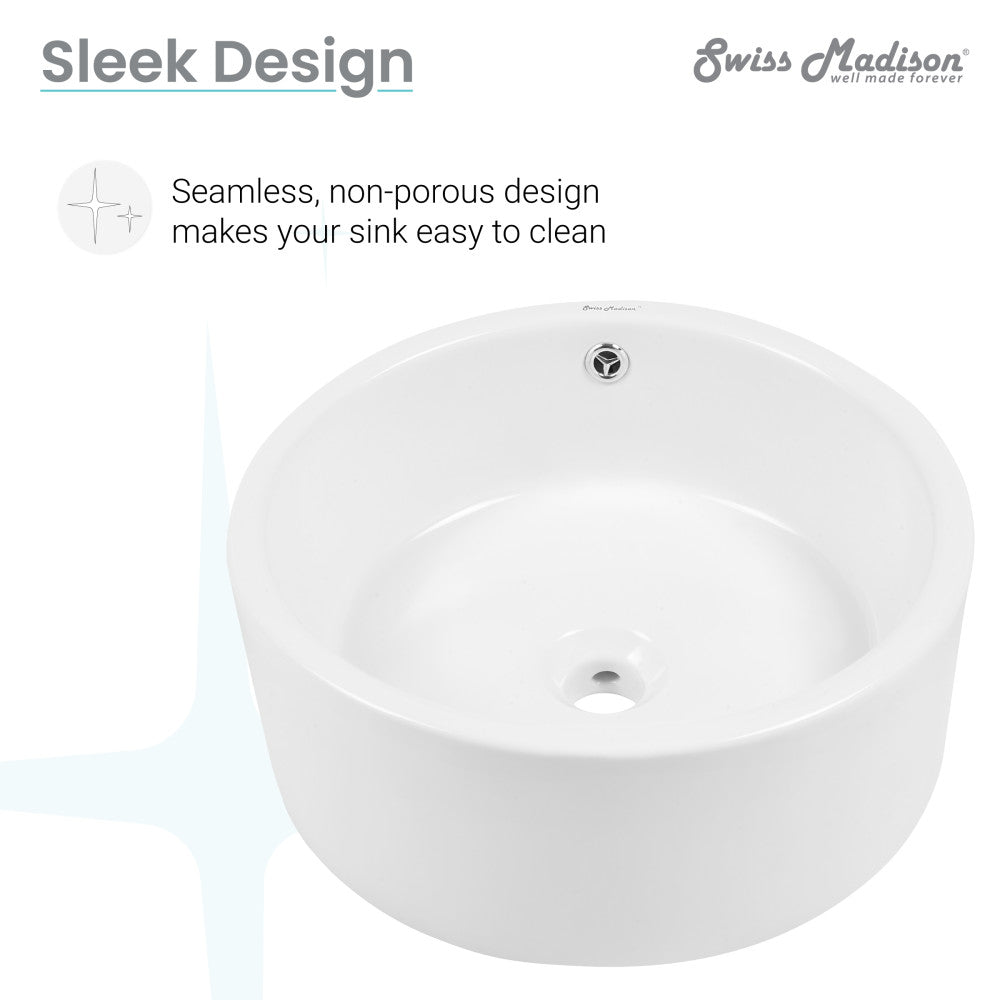 Monaco Round Ceramic Bathroom Vessel Sink in White