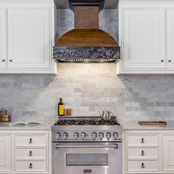 Wooden Wall Mount Range Hood in Antigua and Walnut - Includes Remote Motor  ZLINE 36 in.