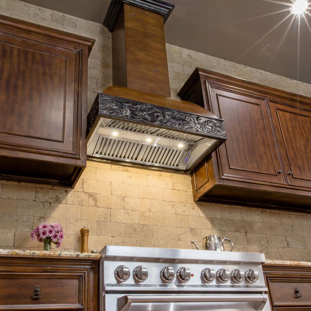 Wooden Wall Mount Range Hood in Antigua and Walnut - Includes Remote Motor ZLINE 36 in.