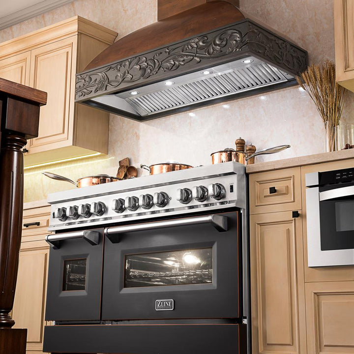 Wooden Wall Mount Range Hood in Antigua and Walnut - Includes Remote Motor ZLINE 36 in.
