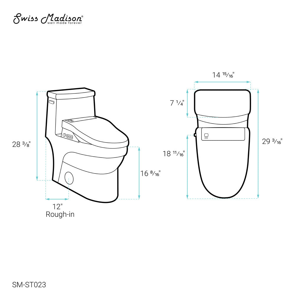 Virage One-Piece Toilet with Vivante Smart Seat Left Side Flush Handle 1.28 gpf