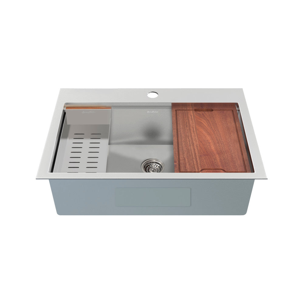 Ravi Single Basin 33 x 22 Topmount Kitchen Workstation Sink