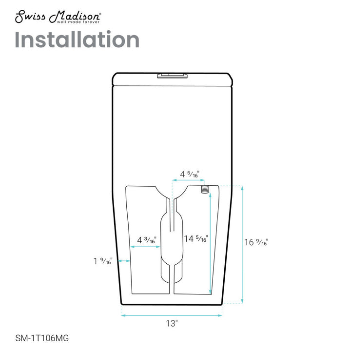 Concorde One Piece Square Toilet Dual Flush in Matte Grey 1.1/1.6 gpf