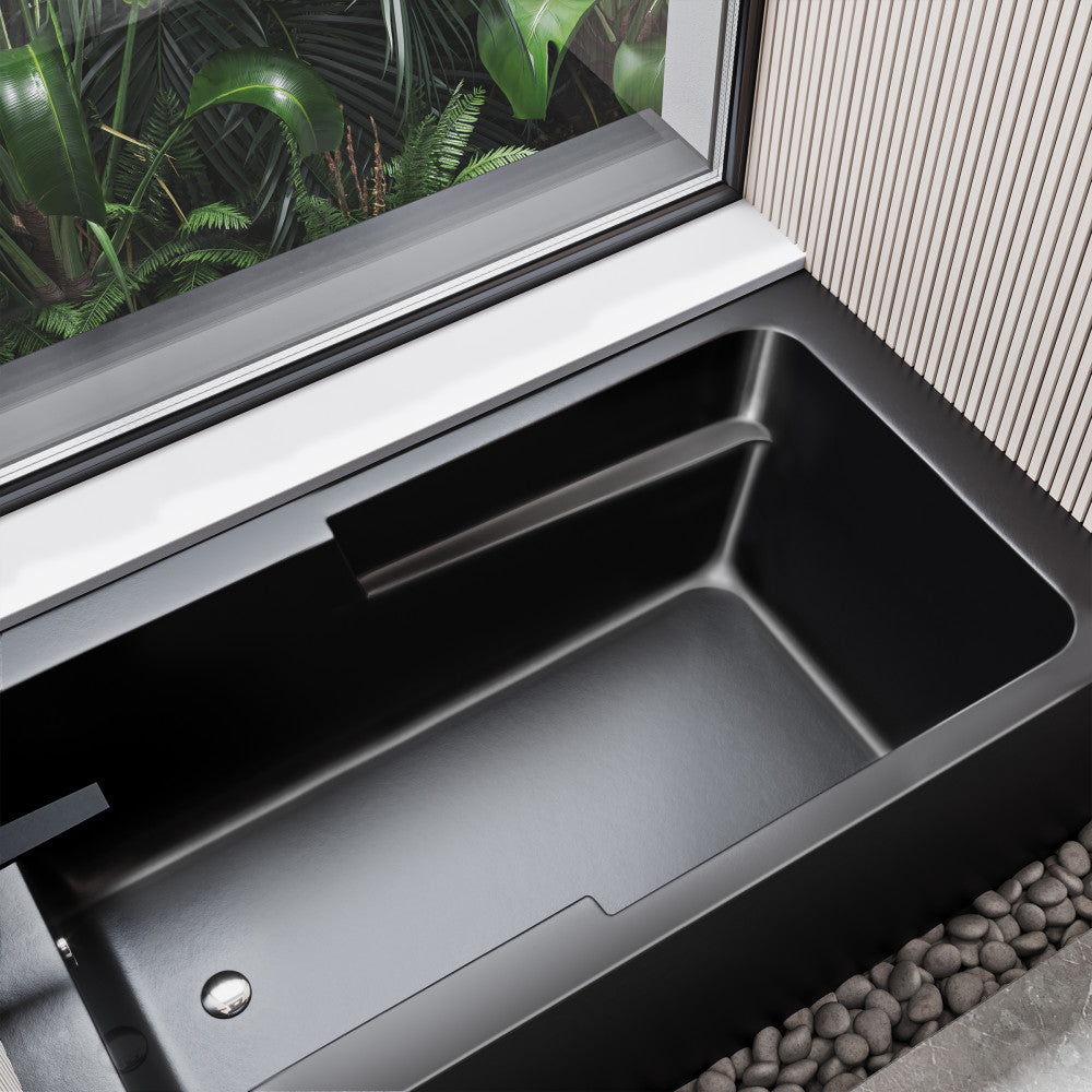 Voltaire 54" x 30" Left-Hand Drain Alcove Bathtub with Apron in Matte Black