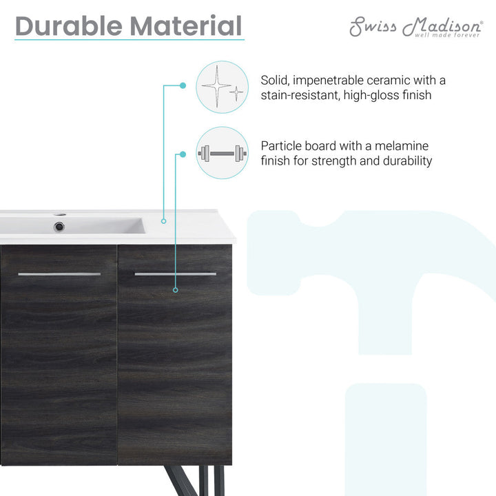 Annecy 36 Single, Black Walnut, Two Doors, One Drawer, Bathroom Vanity