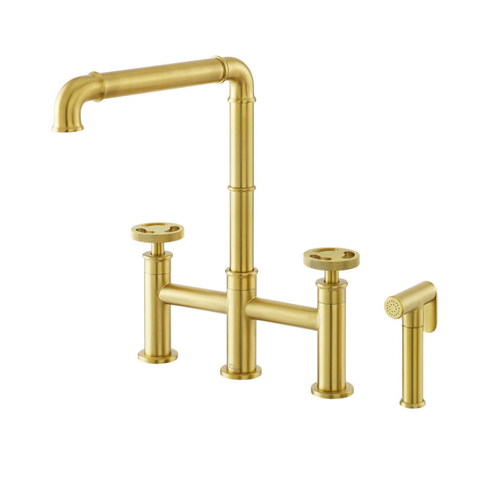 Avallon Pro Widespread Kitchen Faucet with Side Sprayer in Brushed Gold