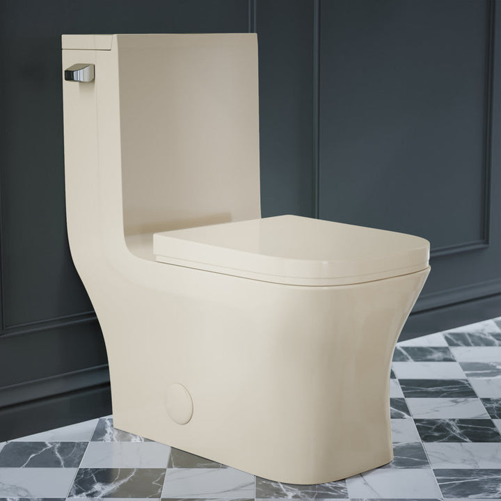 Concorde One Piece Square Left Side Flush Handle Toilet 1.28 gpf in Bisque